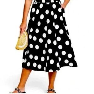 Tabitha Brown Black and White Polka Dot linen blend Skirt